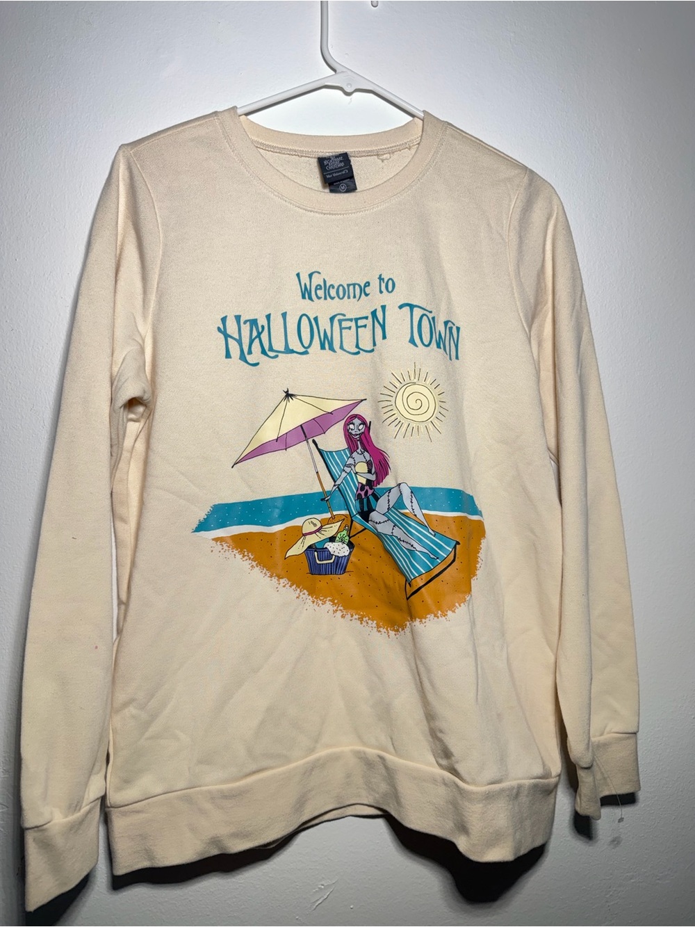 Loungefly Cream "Welcome to Halloween Town" Beach Scene Crewneck